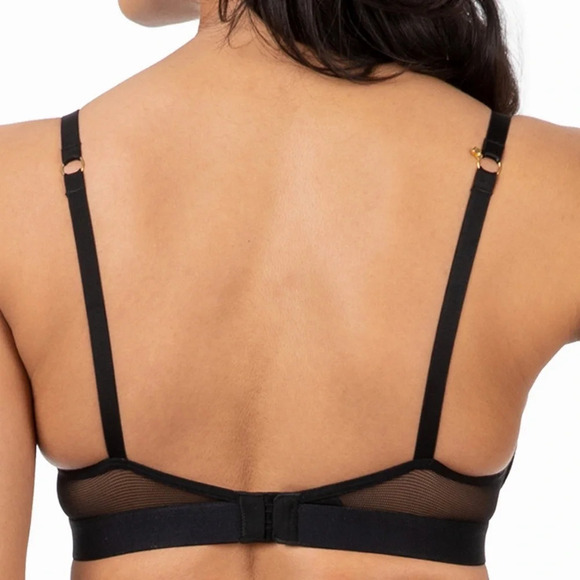 Macy’s Women's Lively Smooth Lace No Wire Push Up black tropical Bra 36C #1329 - Picture 2 of 6